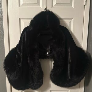 Faux fur shawl cover up